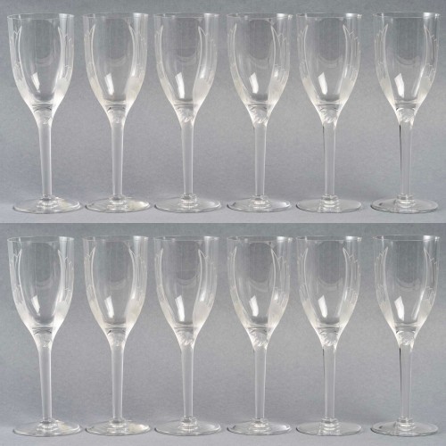 Verrerie, Cristallerie  - Lalique France - 12 verres coupes champagne Ange de Reims cristal - Neuf en coffret