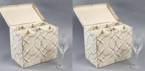 Lalique France - 12 verres coupes champagne Ange de Reims cristal - Neuf en coffret - BG Arts