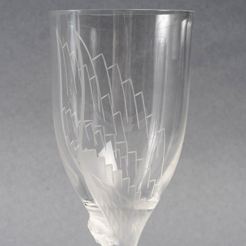 Lalique France - 12 verres coupes champagne Ange de Reims cristal - Neuf en coffret - Années 50-60