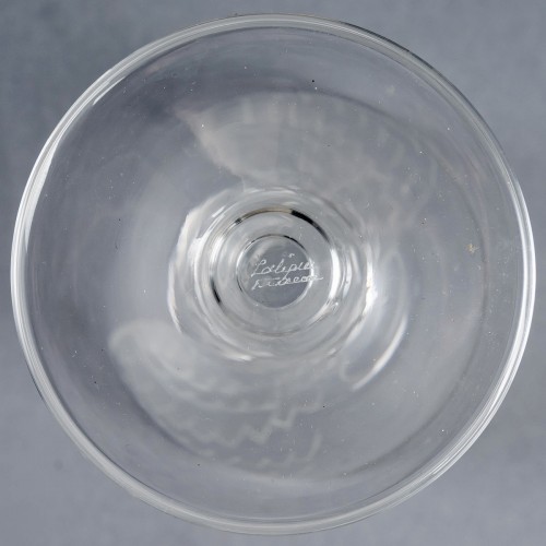 Années 50-60 - Lalique France - 12 verres coupes champagne Ange de Reims cristal - Neuf en coffret