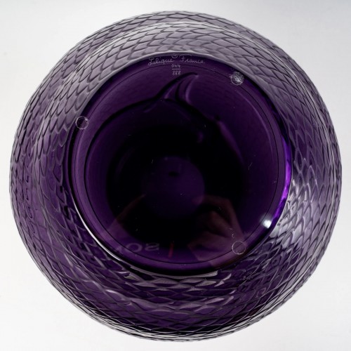 Lalique France Vase Serpent Cristal Violet N°044/888 - Neuf Avec Coffret & Certificat - Art Déco