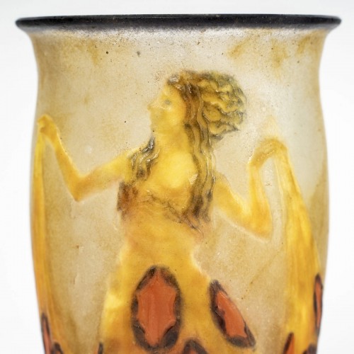 1928 Gabriel Argy Rousseau - Vase danseuses tenant une longue tobe - BG Arts