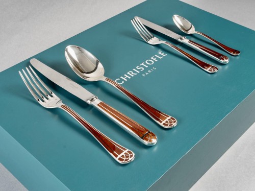 Christofle Flatware Cutlery Set Talisman 72 Pieces - Antique Silver Style Art Déco