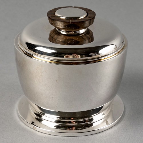 1920 Jean E. Puiforcat - Service à thé et à café égoïste en argent massif et macassar - Argenterie et Arts de la table Style Art Déco