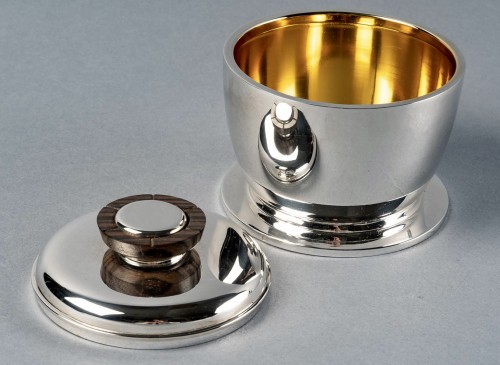 Antique Silver  - 1920 Jean E. Puiforcat - Tea And Coffee Egoiste Set In Sterling Silver Wood