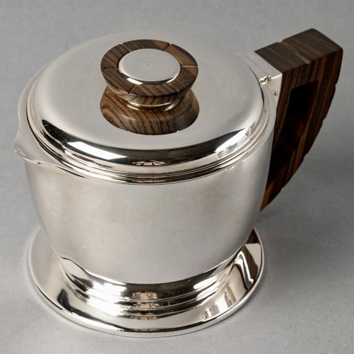 1920 Jean E. Puiforcat - Tea And Coffee Egoiste Set In Sterling Silver Wood - 