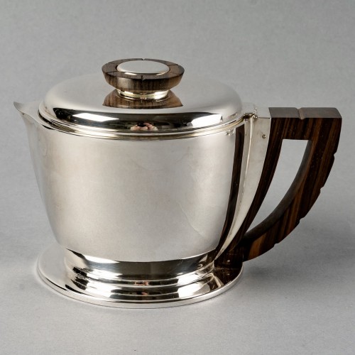 20th century - 1920 Jean E. Puiforcat - Tea And Coffee Egoiste Set In Sterling Silver Wood
