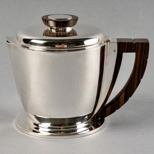 Antiquités - 1920 Jean E. Puiforcat - Tea And Coffee Egoiste Set In Sterling Silver Wood