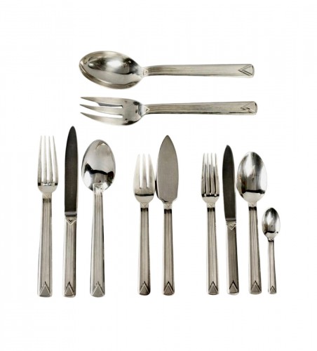Puiforcat - Cutlery Flatware Set Art Deco Aphea Sterling Silver - 110 Piece