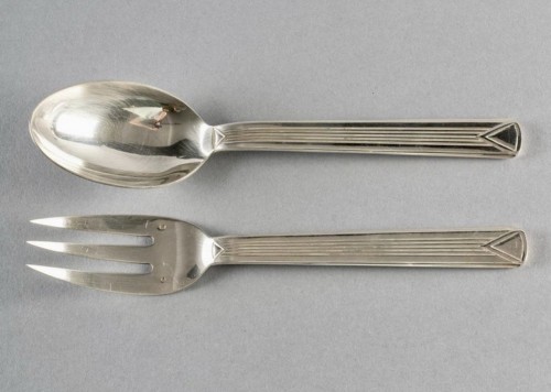 Puiforcat - Cutlery Flatware Set Art Deco Aphea Sterling Silver - 110 Piece - Art Déco