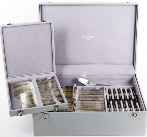 Antiquités - Puiforcat - Cutlery Flatware Set Art Deco Aphea Sterling Silver - 110 Piece