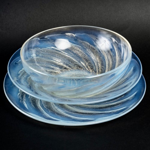 Verrerie, Cristallerie  - 1921 René Lalique - Coupe bol et assiette Poissons