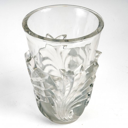 Marc Lalique - Vase Surcouf Feuilles - Verrerie, Cristallerie Style Années 50-60