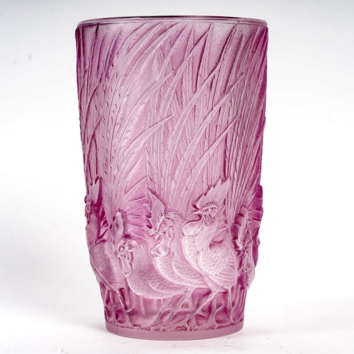 1928 René Lalique - Vase Coqs et Plumes - Verrerie, Cristallerie Style Art Déco