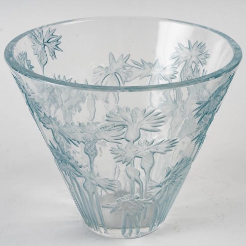 1914 René Lalique - Vase Bluets - Verrerie, Cristallerie Style Art nouveau
