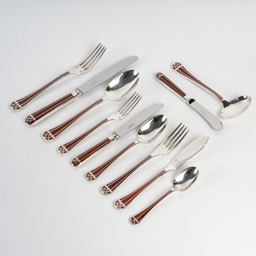 Christofle - 56 Pieces Cutlery set Talisman - Antique Silver Style 