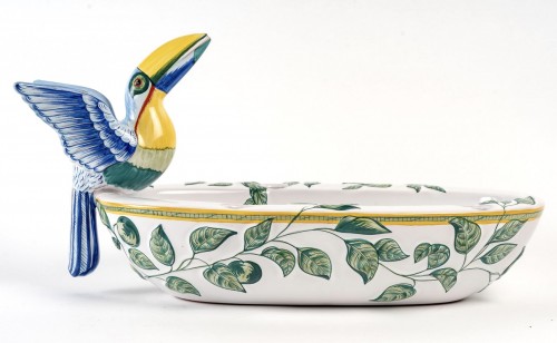 Antiquités - Hermès Maison & Moustiers - Jardinière coupe Toucans