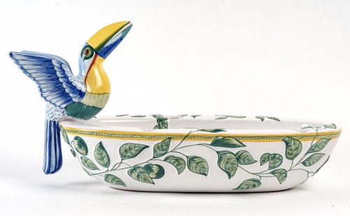 Antiquités - Hermès Maison & Moustiers - Jardinière coupe toucans