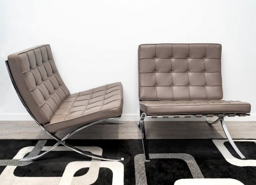 Ludwig Mies Van Der Rohe - Knoll International - Paire de chauffeuses Barcelona - Sièges Style Art Déco