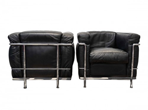 Le Corbusier, Perriand, Jeanneret - Cassina - Paire de fauteuils LC2 en cuir