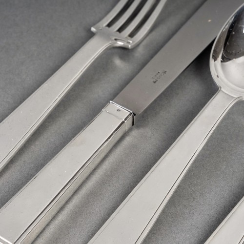 Tetard Freres Cutlery Flatware Art Deco Sterling Silver In Case 154 Pieces - 