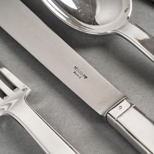 20th century - Tetard Freres Cutlery Flatware Art Deco Sterling Silver In Case 154 Pieces