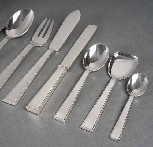 Tetard Freres Cutlery Flatware Art Deco Sterling Silver In Case 154 Pieces - Art Déco