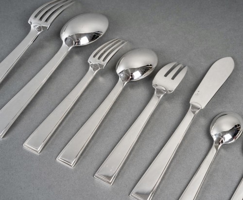 Antiquités - Tetard Freres Cutlery Flatware Art Deco Sterling Silver In Case 154 Pieces