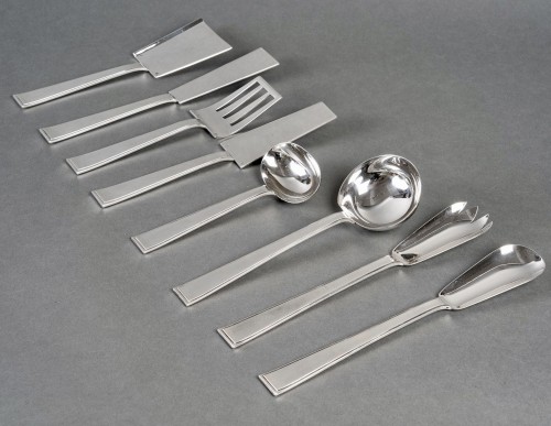 Antiquités - Tetard Freres Cutlery Flatware Art Deco Sterling Silver In Case 154 Pieces