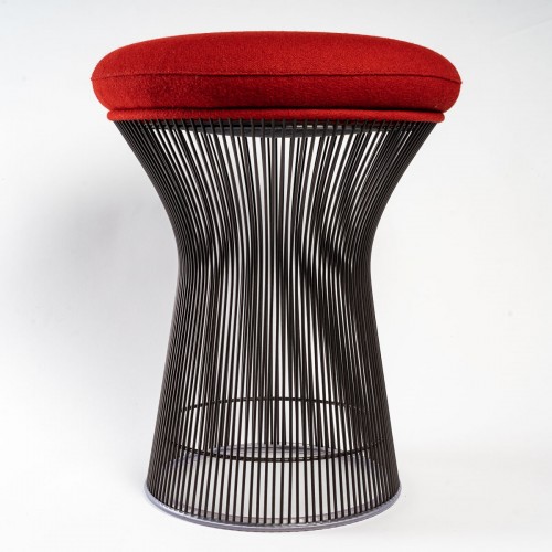 Warren Platner - Knoll International - Tabouret Kvadrat Tonus bordeaux structure métal bronze - Sièges Style Années 50-60