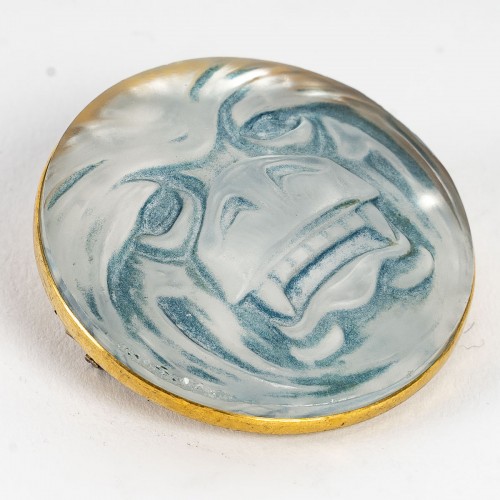 1911 René Lalique - Broche Masque - Verrerie, Cristallerie Style Art Déco