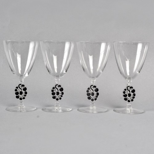 1924 René Lalique - 4 Thionville Glasses - Glass & Crystal Style Art Déco