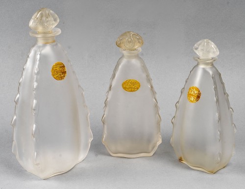 1912 René Lalique - Three Perfume Bottle l&#039;Origan For Coty - Glass & Crystal Style Art nouveau