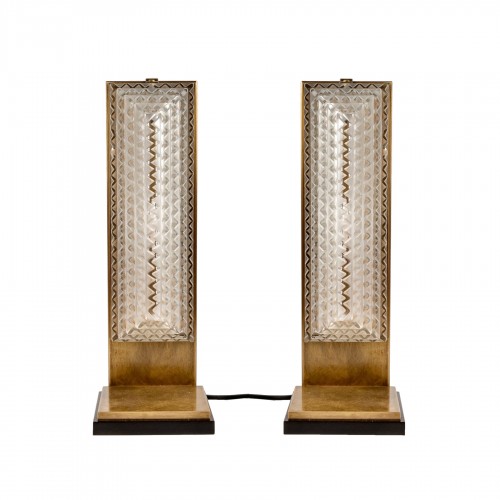 1935 René Lalique - Pair Of Art Deco Sconces Normandie Recreated Into Lamps