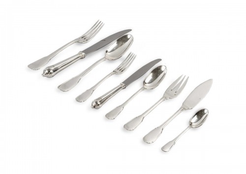Puiforcat - 116 Pieces Cutlery Flatware Set Noailles Sterling Silver