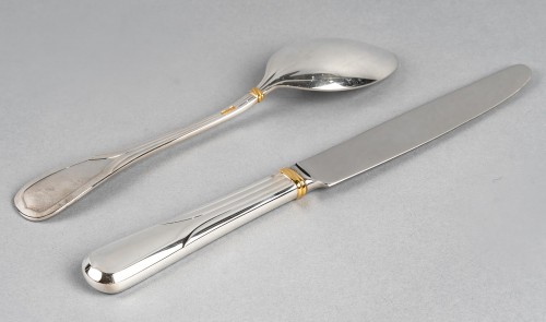 Antique Silver  - Cartier - La Maison Du Prince 10 Spoons and Knives Silver Plated