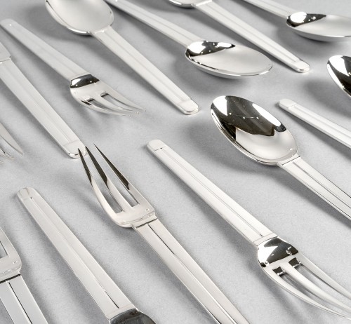 Antique Silver  - 1926 Jean Puiforcat - 16 pieces Cutlery Flatware Set Cabourg