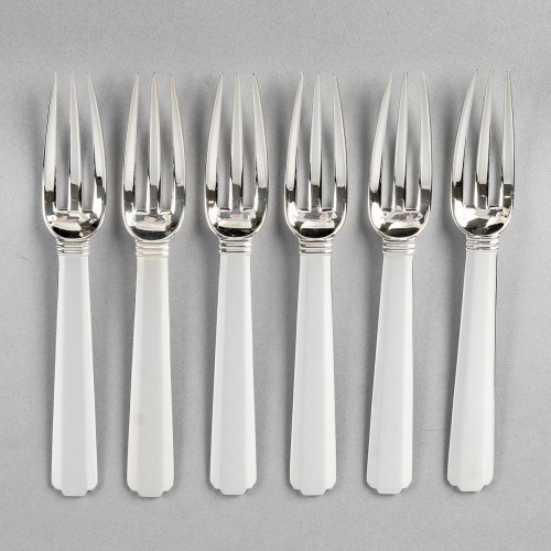 20th century - 1924 Jean Puiforcat - Set Of 6 Bayonne Table Forks