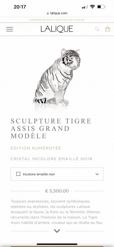 Antiquités - Lalique France - Sculpture Tigre - Neuf Coffret avec Certificat