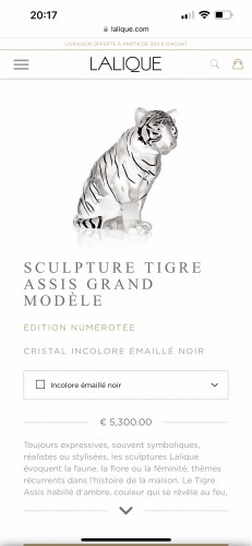 Antiquités - Lalique France - Tigre Neuf Coffret avec Certificat