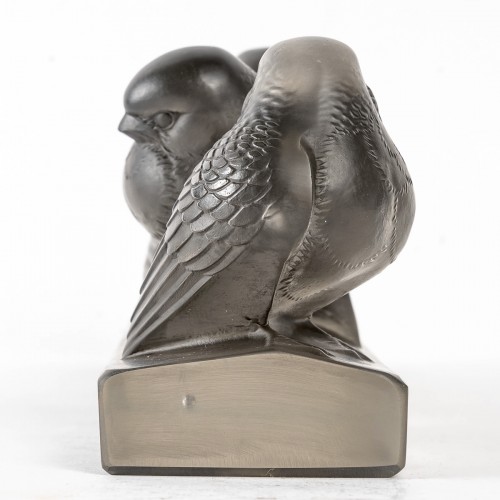 Verrerie, Cristallerie  - 1933 René Lalique - Barre Groupe de Six Moineaux