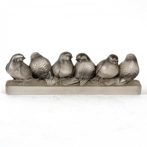 Art Déco - 1933 René Lalique - Decoration Group Of Six Sparrows