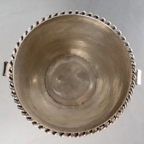 Jean Desprès (1889-1980) - Seau à Champagne Art Déco en métal argenté martelé - Art Déco