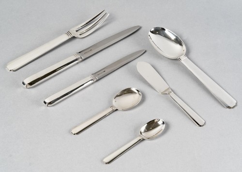 1924 Jean E. Puiforcat - Flatware Cutlery Bayonne Sterling Silver 33 Pieces - Antique Silver Style Art Déco