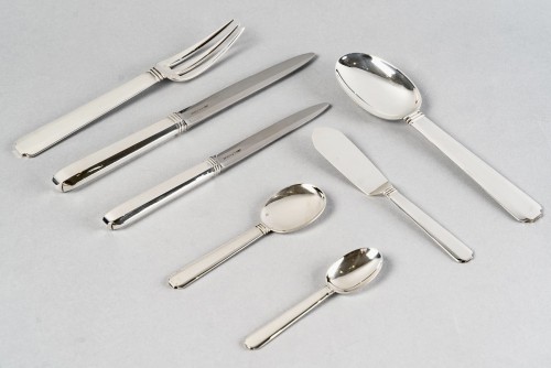 Antique Silver  - 1924 Jean E. Puiforcat - Flatware Cutlery Bayonne Sterling Silver 33 Pieces