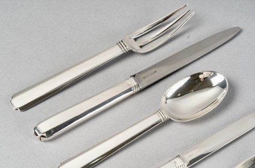 1924 Jean E. Puiforcat - Flatware Cutlery Bayonne Sterling Silver 58 Pieces - Antique Silver Style Art Déco
