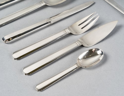 Antique Silver  - 1924 Jean E. Puiforcat - Flatware Cutlery Bayonne Sterling Silver 58 Pieces