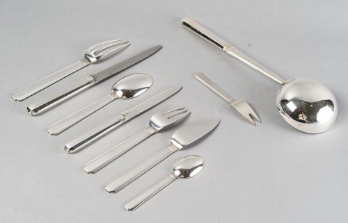 1924 Jean E. Puiforcat - Flatware Cutlery Bayonne Sterling Silver 58 Pieces - Art Déco