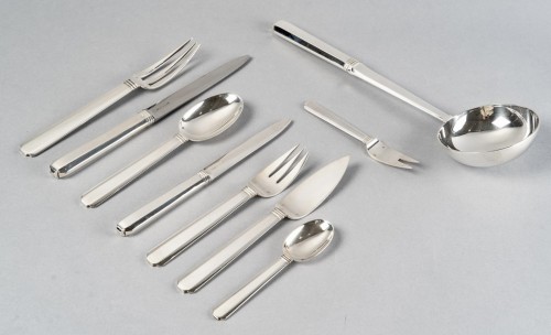 Art Déco - 1924 Jean E. Puiforcat - Flatware Cutlery Bayonne Sterling Silver 58 Pieces