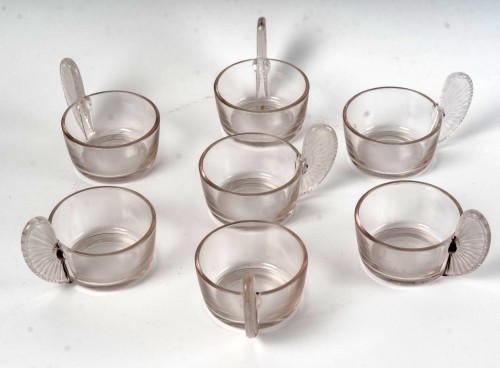 1928 René Lalique - Set Of 7 Eventail Cups - Glass & Crystal Style Art Déco